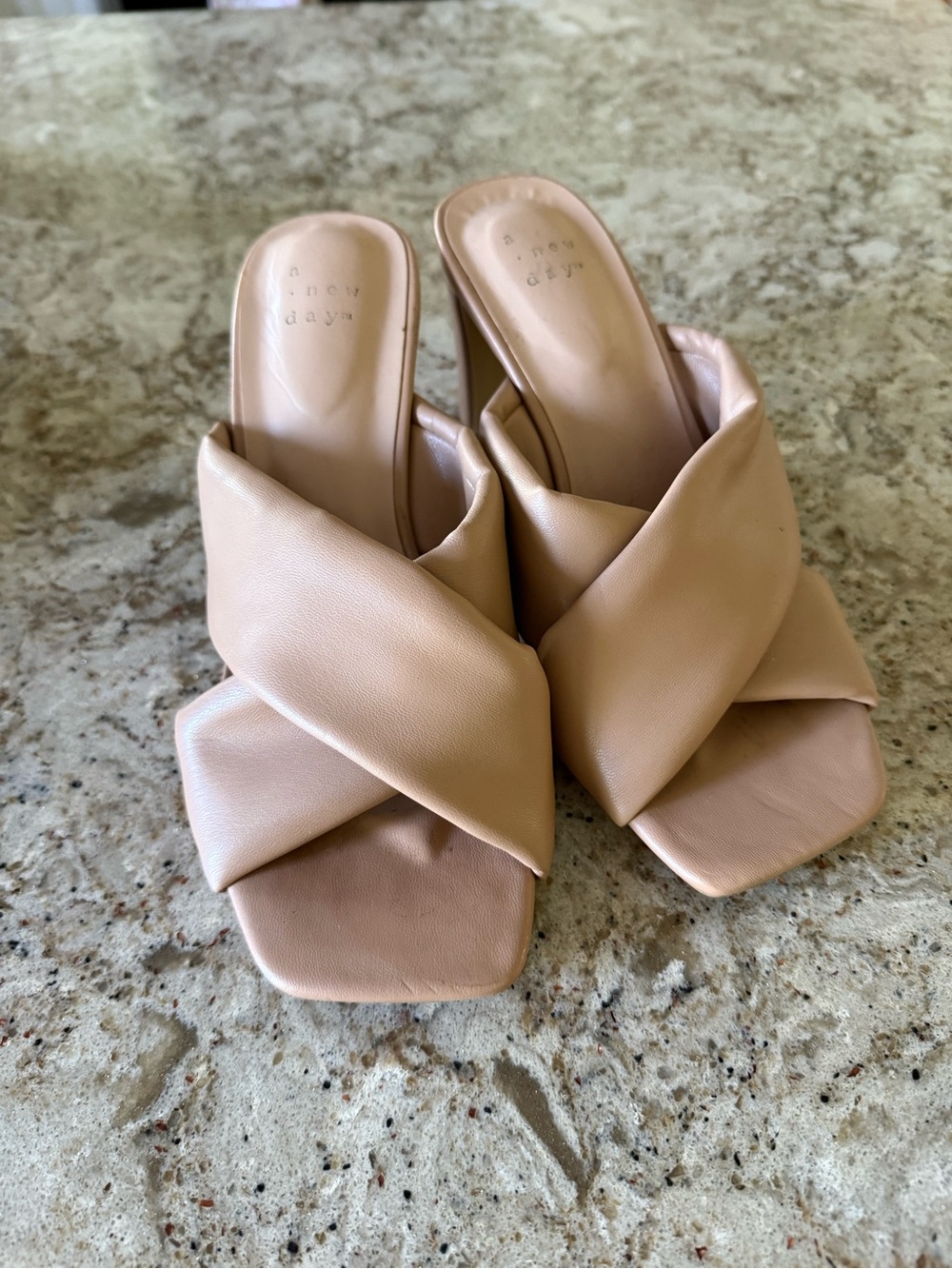 a new day Blush Nude Crisscross Slide Mules
